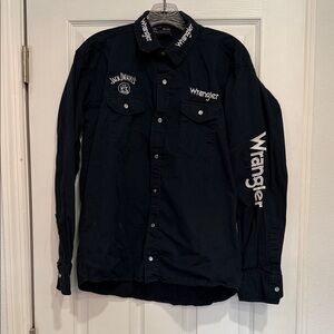 Wrangler navy blue Logo Embroidered Shirt
